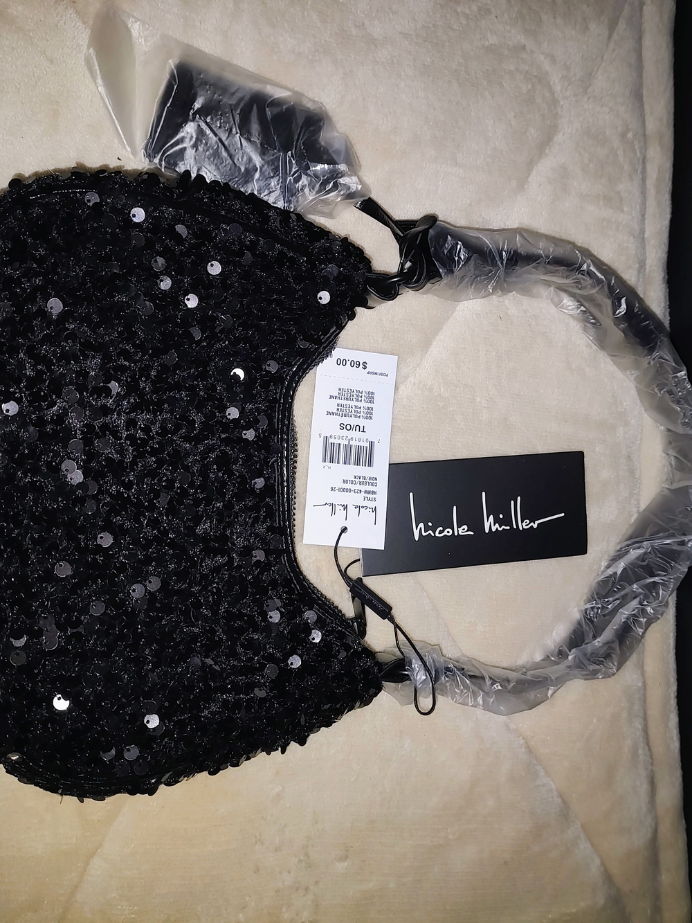 Nicole Miller Black Sequin Evening Bag